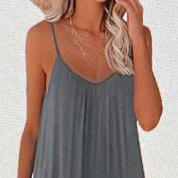 SNUGWIND Wms  Casual Sleeveless Strap Loose Adjustable Jumpsuits in Gray Size M - Picture 1 of 8